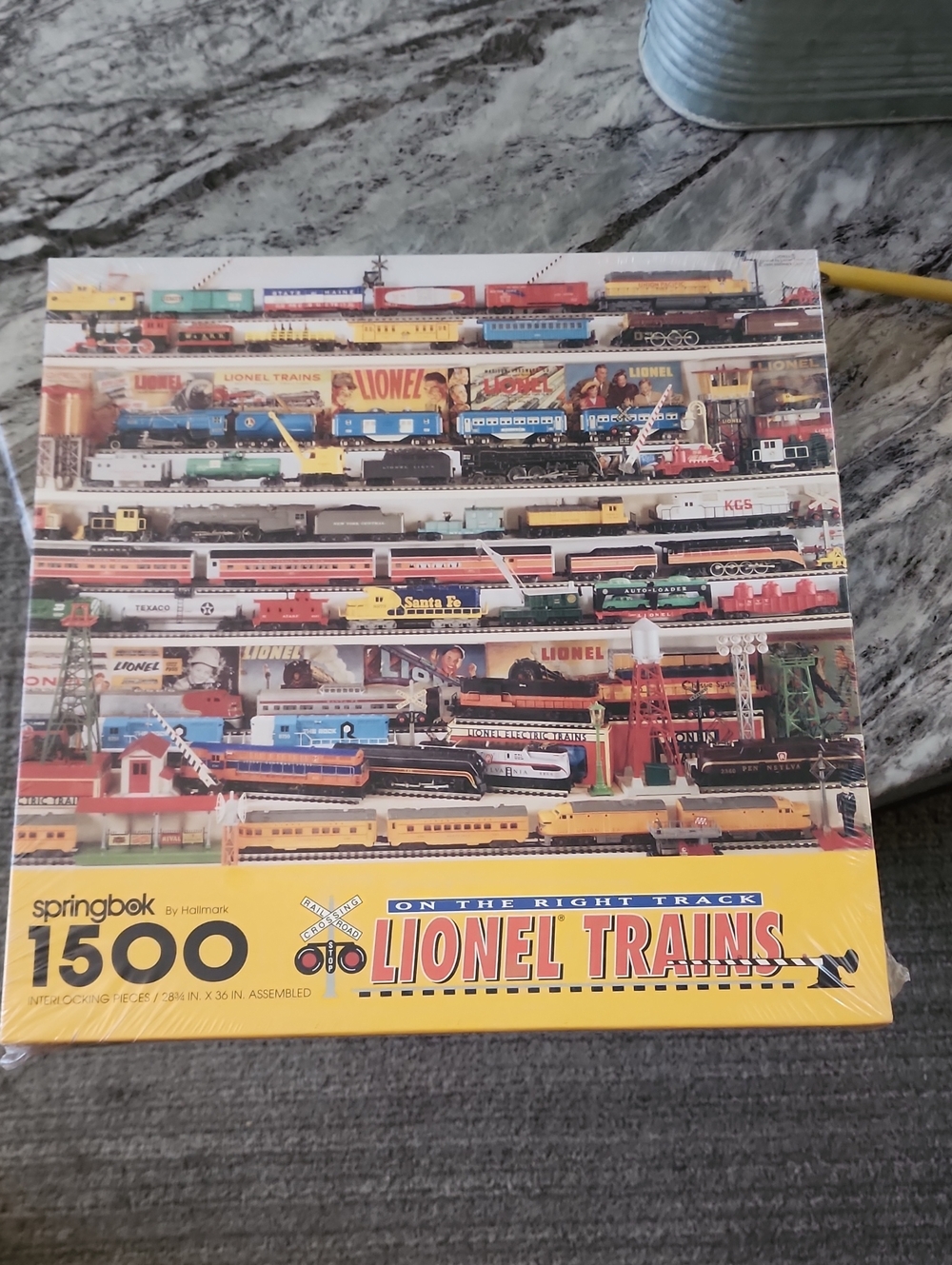 Springbok 1500-piece jigsaw puzzle titled "On the Right Track: Lionel Train 1994